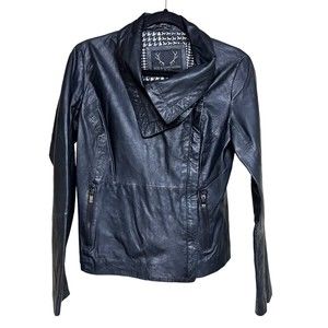 Bod & Christensen Rebecca Leather Moto Jacket Black Women’s Size Small